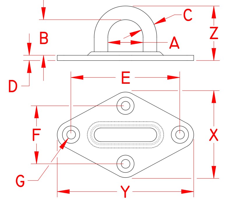 Stainless Steel Heavy Duty Diamond Pad Eye 3 1/4 S37020000
